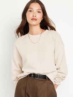 Drop-Shoulder Crop Sweatshirt | Old Navy Dropped Shoulder Sweatshirt, Jack Black, Crop Sweatshirt, Colored Denim, Knit Cuff, Petite Size, Yellow Black, Shoulder Sleeve, Pullover Styling