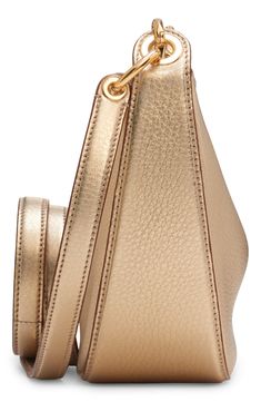 A gleaming chain centered with a VLOGO insignia spans the top of this hobo crafted from grained leather in a slouchy crescent silhouette. Top zip closure Chain top carry handle; removable, adjustable shoulder strap Leather Made in Italy Designer Handbags Gold Top Handle Shoulder Bag With Gold-tone Logo, Modern Evening Shoulder Bag With Gold-tone Logo, Designer Evening Bags With Grained Texture, Gold Leather Shoulder Bag With Gold-tone Logo Plaque, Evening Leather Shoulder Bag With Gold-tone Logo, Leather Shoulder Bag With Gold-tone Logo For Evening, Gold Leather Bags With Gold-tone Logo Plaque, Formal Top Handle Shoulder Bag With Gold-tone Logo, Luxury Calf Leather Shoulder Bag With Gold-tone Logo