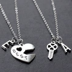 Best Friends Necklace set, initials Graduation Friendship Necklace, best bitches, heart key set, sis Necklace For Best Friend, Relationship Jewelry, Best Friends Necklace, Friends Necklace, Bff Jewelry, Big Sister Gifts, Pretty Jewelry Necklaces, Friendship Necklace, Sister Jewelry