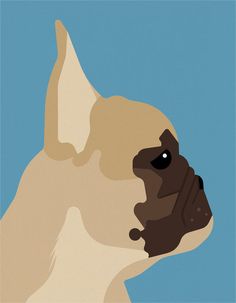 a dog's head is shown against a blue background