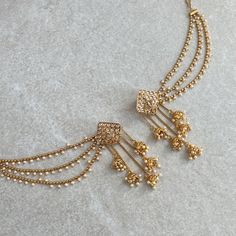 Antique hold jhumka style earrings with detachable ear chains. Approximately 1 inch stud plus 2.5 inch jhumka drops  Ear chains 5.5 inch length Golden Jhumka Earrings, Golden Jhumka, Ear Chain, Desi Aesthetic, Jhumka Earrings, Wedding Jewelry Earrings, Square Earrings, Indian Style, Style Earrings