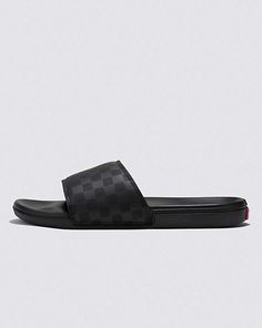 Vans | La Costa Slide-On Checkerboard Black/Black Sandals Vans Aesthetic, Vans Store, Vans Checkerboard, Summer Slide, Vans Logo, Red Heels, Soft Rubber, Arch Support, New Shoes