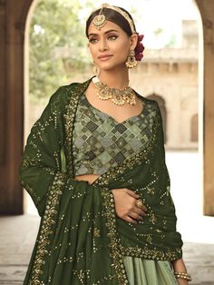 Buy incredible pista green and olive green silk festive lehenga choli online for celebrating upcoming diwali festival celebration. Shop this incredible lehenga choli which comes with silk blouse and silk blouse. Sequins Lehenga, Ghaghra Choli, Silk Lehenga Choli, Pista Green, Embroidery Motif, Wedding Lehenga Choli, Stitched Lehenga, Party Wear Gown, Green Lehenga