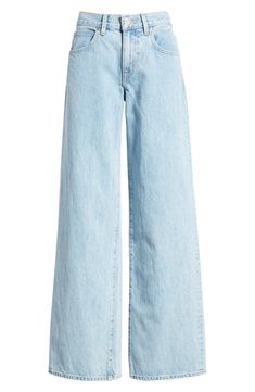 Relaxed yet dramatic, these light-wash jeans are handcrafted from nonstretch Italian denim in Los Angeles with a slouchy waist and full-length wide legs. 33" inseam; 25" leg opening; 12 1/2" front rise; 16 1/2" back rise (size 29) 100% cotton Machine wash, tumble dry Made in the USA of imported fabric Cheap Beige Denim Jeans, Wide Leg Jeans Light Wash, Cute Clothes Jeans, Cute Wide Leg Jeans, Chic Relaxed Fit Light Wash Jeans, Light Wash Rigid Denim Bottoms For Spring, Chic Light Wash Full Length Jeans, Light Wash Flare Jeans For Spring, Chic Light Wash Rigid Denim Flare Jeans