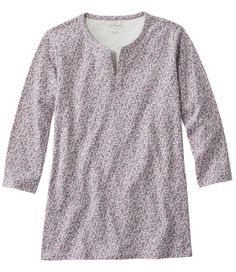 Our printed split-neck tunic top in a perfectly flattering longer length - at an unbeatable value. Slightly Fitted: Softly shapes the body. Falls at low hip. 100% cotton. Machine wash and dry. Pretty embroidered trim at split V-neckline. Side slits. Imported. Casual Stretch Top With Split Neck, Fall Split Neck Tunic, Spring Henley Neckline Tops With Relaxed Fit, Relaxed Fit Henley Neckline Tops For Spring, Cotton Split Neck Printed Tops, Cotton Printed Split Neck Tops, Printed Cotton Tops With Split Neck, Cotton Printed Top With Split Neck, Fall Split Neck Top With Relaxed Fit