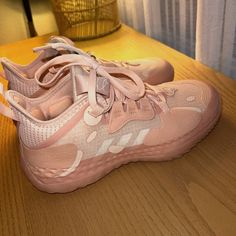 New Adidas Harden Vol. 5 Futurenatural Men's 5.5 Icey Pink Basketball Shoes Fz0834. No Box Fits Women's Size 6.5-7.0 Adidas Basketball Shoes With Boost Midsole And Round Toe, Adidas Cushioned Basketball Shoes, Adidas Basketball Shoes With Cushioned Footbed, Pink Court Shoes, Adidas Volleyball Shoes, Zapatillas Nike Basketball, Cheap Volleyball Shoes, Orange Basketball Shoes, Pink Basketball Shoes