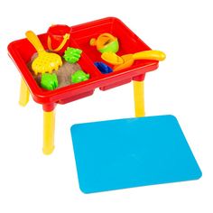 a toy sand and water table with toys on it