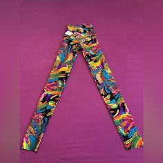 Brand New Pair Of High Waist Retro Yoga Pants Leggings Size Xs Beautifully Hippie Boho Multicolor Design! Please Check Out The Rest Of My Awesome Listings For Sale! Purple Fitted Casual Leggings, High Waist Multicolor Fitted Leggings, Multicolor Athleisure Long Pants, Stretch Multicolor Full-length Bottoms, Multicolor Full-length Casual Activewear, Multicolor Full Length Casual Activewear, Casual Multicolor Workout Pants, Trendy Fitted Purple Leggings, Trendy Stretch Colorful Pants