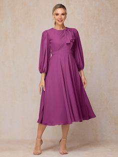 Orchid Detachable Dress, Wedding Guest Dresses Long, Wedding Guest Dresses, Sleeves Dress, Mother Of The Bride Dress, Dress Purchase, Groom Style, Guest Outfit, Tea Length