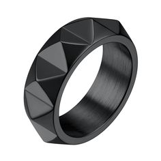 PRICES MAY VARY. Material: Made of stainless steel,black plated,non-deformable, and hypoallergenic. High polished on the surface, smooth and comfortable to wear. This punk rock ring is the ideal streetwear for those with class and style, a perfect accessory for those who want to be classy with a unique linear design. Dimensions: 7.5mm(0.3 inch) Wide; Size from 7-14; Weight: about 8g Gift Wrapped: Comes in a gift box ready for gift giving, with a black pouch. Best Service:If you have any concerns Smoky Makeup, Cool Rings, Rock Ring, Rings For Couples, Punk Rock Jewelry, Spike Ring, Rich Style, Black Pouch, Rock Rings