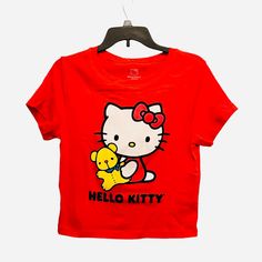 Bioworld X Sanrio Hello Kitty With Bear 90’s Style Red Graphic Baby Tee Condition: Brand New Without Tags Note : Please View All Photos Carefully For Item Description. Thank You. Red Cartoon Print Top For Spring, Hello Kitty Crew Neck Top, Fitted Hello Kitty Crew Neck Top, Y2k Red Graphic Print Top, Red Cartoon Print Top For Summer, Red Cartoon Print Tops For Summer, Playful Red Cartoon Print T-shirt, Playful Red T-shirt With Cartoon Print, Fitted Red Tops With Character Print