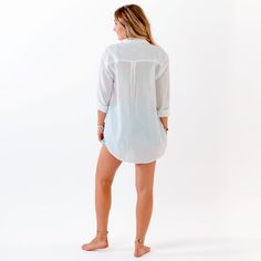 Never sacrifice style for comfort again! Rock our Boyfriend Button Up all around town, from the beach to the street. Crafted with breathable 100% cotton and natural coconut shell buttons, this lightweight long sleeve top has an oversized fit. Throw on as a swim cover-up after a quick dip in the ocean or styled with jeans for brunch with the gals. Note: The black and white styles boast a lightweight 1-ply cotton for coverage, while the new sage color rocks a thicker 2-ply cotton, ensuring the coz Lightweight Long Sleeve Beachwear Cover-up, Summer Beachy Long Sleeve Tops, Casual Tops With Upf 50+ For Beach, Relaxed Fit Long Sleeve Cover-up For Vacation, Oversized Long Sleeve Top For Vacation, Casual Loungewear Cover-up With Upf 50+, Beachy Long Sleeve Tops For Beach Season, Beachy Upf 50+ Tops For Spring, Oversized Long Sleeve Beach Top