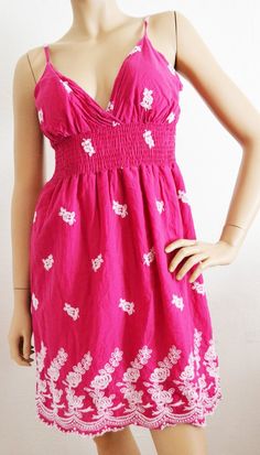 Pink cotton dress, Pink,dress, Magenta, Summer dress,Embroidered dress, Size small,small,boho dressDress has stretchy waistGirl's XL or Women's MediumBust: 32''Waist: 26''Hips: 44''Length from back of neck to bottom: 28''100% cottonGreat condition- clean, no wear SEE OUR ONLINE STORE FOR MORE GREAT STUFF NOT SOLD HERE WWW.FREEDOMBAGZ.COMb224Pink cotton dress, Pink,dress, Magenta, Summer dress,Embroidered dress, Size small,small,boho dress Casual Boho Dress With Floral Embroidery V-neck, Spring Cotton V-neck Beach Dress, Summer V-neck Embroidered Mini Dress, Embroidered V-neck Summer Mini Dress, Fitted V-neck Sundress For Festivals, Fitted Bohemian Embroidered V-neck Dress, Fitted Bohemian Embroidered Dress With V-neck, Fitted V-neck Bohemian Embroidered Dress, Summer Embroidered Mini Dress