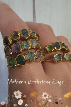 CHERISHED ROOTS COLLECTION: Cherish the special people and moments in your life with natural and raw gemstone jewelry! Mothers Rings, Custom Birthstone Ring, Birthstone Ring Mothers, Family Ring, Raw Gemstone Jewelry, Birthstone Rings, Family Rings, Raw Stone Ring, Mother Rings