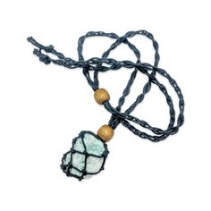 Mesmerizing Mesh Gemstone Necklace with Amazonite - Elevate Your Style with Natural Elegance Introducing the Necklace - Mesh Gemstone - Amazonite! This stunning piece features a braided rope pendant in the shape of a braided cage, holding a raw gemstone that will make you stand out from the crowd. The Amazonite gemstone not only looks beautiful but also has calming and soothing properties. It is said to help with communication and balance, making it the perfect accessory for those stressful days Nature-inspired Jewelry With Adjustable Cord And Pendant, Nature-inspired Pendant Jewelry With Adjustable Cord, Bohemian Crystal Necklaces With Raw Stone, Handmade Cord Spiritual Jewelry, Bohemian Adjustable Crystal Necklaces With Raw Stone, Bohemian Necklace With Large Adjustable Stone, Bohemian Crystal Necklace With Large Stone, Handmade Cord Jewelry Gift, Bohemian Adjustable Raw Stone Necklace