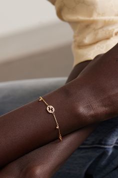 Gucci takes every opportunity to celebrate its illustrious history. This dainty bracelet is crafted from 18-karat rose gold and threaded with namesake 'Interlocking G' links, including a larger one frosted with pavé diamonds. We have the matching necklace in our edit, too. Gucci Fine Jewelry, Gucci Yellow Gold Bracelet For Formal Occasions, Gucci Elegant Yellow Gold Bracelet, Gucci Jewelry With Jubilee Bracelet For Formal Occasions, Gucci Formal Jewelry With Jubilee Bracelet, Luxury Rose Gold Plated Chain Bracelet, Gucci Fine Jewelry For Gifts, Gucci Rose Gold Jewelry Gift, Gucci Jubilee Bracelet Jewelry For Formal Occasions