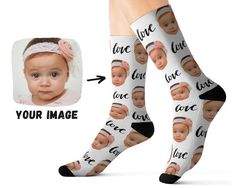 Personalized Socks / Custom Baby Face Socks / Custom Love Socks / Custom Gift For Mom Dad / Funny Birthday Day Gift / Custom Photo Socks---------------------------------------------------------------------#1 HOW TO ORDER1. ORDERChoose the size and purchase the listing2. SEND YOUR PHOTOSend us your photo via Etsy Conversation. If you're not sure which picture will fit best, you can send more than one. We'll work with the best picture.* Check our photo selection guidelines below for reference.3. C Fun White Non-slip Socks, White Fun Non-slip Socks, White Non-slip Fun Socks, Cute Black Socks For Gifts, Personalized White Socks Gift, Fun Black Socks As Gift, Customizable White Socks For Gift, Customizable White Socks For Gifts, Customizable White Socks As Gift