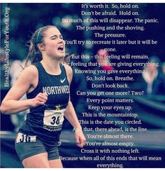 a woman running in a race with an interesting poem on it's back side