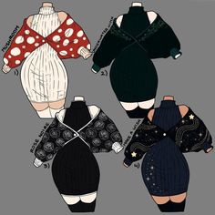 an image of paper dolls in different outfits