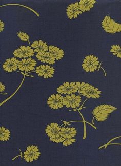 a blue background with yellow flowers and leaves