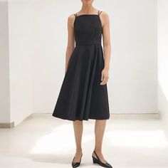 Classic Midi Dress Is Tailored Along A Square Neckline With Slip Straps To Secure It In Place. This Fit-And-Flare Silhouette Is Detailed With A Hidden Side Zip Closure And A Darted Bodice For A Streamlined Fit. It's Cut From Our Stretchy Cotton That Looks Crisp And Keeps You Comfortable Year-Round. Full Lining. Festive Versatile Timeless Preppy Office Casual Night Out Party Holiday Classic A-line Midi Dress For Date Night, Summer Cocktail Midi Dress A-line Silhouette, Formal Summer A-line Midi Dress, Summer Formal A-line Midi Dress, Formal Summer Midi Dress With A-line Silhouette, Elegant Fit And Flare Sleeveless Dress For Date Night, Elegant Black Sleeveless Dress With Square Neck, Chic Summer A-line Midi Dress, Chic A-line Midi Dress For Work