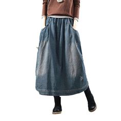 Make a statement with our 2023 Spring-Summer Collection's dark wash. high-waisted. long denim skirt featuring a drawstrings closure ââ‚?the ultimate expression of urban street style!Why You'll Love ItThis unique skirt is crafted for those who live to express their bold and fearless side. With its edgy distressed pattern. it's perfect for making a statement and radiating an effortlessly cool attitude. The slim fit and premium denim fabric ensure comfort and durability. adding a touch of high-end Denim Blue Jeans With Drawstring For Spring, Blue Drawstring Jeans For Spring, Spring Blue Jeans With Drawstring, Casual Cotton Skirt With Drawstring, High Waist Cotton Denim Skirt For Fall, Medium Wash Cotton Skirt For Fall, Baggy Medium Wash Denim Skirt, Casual Skirt With Frayed Hem For Fall, Fall Medium Wash Cotton Skirt