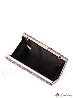 BirdinBag - Chic Stone Chain Box Bag - Perfect for Party and Events Rectangular Party Bags, Purple Rectangular Box Bag For Gift, Chic Portable Evening Bag As Gift, Rectangular Purple Box Bag As Gift, Chic Portable Evening Bag For Gift, Rectangular Purple Box Bag Gift, Chic Compact Evening Bag For Gift, Chic Evening Bag For Gift, Rectangular Party Shoulder Bag