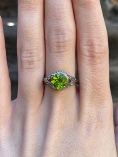 Total Weight: 3.4 grams Size: 6.25 Band Width: 1.2-10.2mm Peridot: 7mm Condition: In great condition showing little wear with no damage. All gold has been thoroughly checked with an Olympus XRF spectrometer. It is guaranteed 18k gold.  All our jewelry is properly washed and disinfected to ensure customers get clean items with every order.  Returns accepted but may be subjected to a restock fee.  Please message with any questions:) Wide Wedding Bands, Jewelry Real, Gold Art Deco, Peridot Ring, Gold Art, Ring Band, Estate Jewelry, Rings Statement, Favorite Jewelry