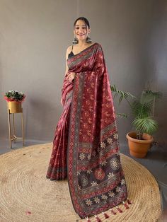 Designer Cotton silk Kalamkari Saree for women, Rich Look Indian Traditional Extra Ordinary Designer Print Saree,Saree readymade USA, Ship from USA, Designer wedding saree, Saree new collection 2024, Festive wear saree for women, Saree blouse unstitch USA, Saree blouse readymade USA --------------------------------- S A R E E ● D E T A I L S --------------------------------- ● Petticoat : On request Extra Charges ● Fabric : Kalamkari Pure Soft Silk Saree ● Blouse : Matching Unstitched Piece ● Occasion : Wedding, Party, Festive, Functions Or All Occasions  ● Includes : 1 Saree, 1 Blouse Piece ● Saree length : 5.5 meter ● Blouse piece : 0.8 meter ● Wash Instruction : Dry Clean Only 👉🏻 Premium quality Product with Fine Finishing. 👉🏻 Gift for Women. 👉🏻 If You Want Stitched Blouse. Please Semi Silk Sarees, Saree Readymade, Drape Fabric, Golden Saree, Peach Saree, Grey Saree, Saree Floral, Lace Saree, Purple Saree