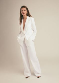 white linen Tailored White Wide Leg Pants With Pressed Crease, Chic White Wide Leg Pants With Welt Pockets, White High-waisted Wide Leg Pants With Pressed Crease, White Wide Leg Pants With Welt Pockets For Work, White Pants With Pressed Crease For Work, White Wide Leg Pants With Pressed Crease For Work, White Wide-leg Bottoms With Pressed Crease, White Pressed Crease Pants For Work, Tailored White Pants With Pressed Crease