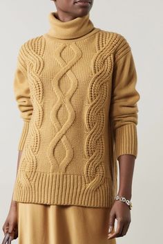 Cashmere Turtleneck, Net A Porter, Chunky Knit, Turtleneck Sweater, Women Collection, Cable Knit, Fashion News, Camel, Porter