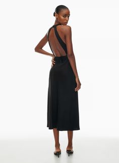 SCENE SATIN DRESS | Aritzia Summer Evening Halter Dress With Cowl Back, Backless Modal Satin Slip Dress For Date Night, Halter Neck Bias Cut Backless Dress For Gala, Backless Bias Cut Halter Neck Dress For Gala, Backless Modal Satin Dress For Night Out, Silk Halter Neck Maxi Dress For Night Out, Halter Neck Bias Cut Midi Dress For Date Night, Silk Halter Backless Dress With Back Opening, Silk Halter Dress With Bias Cut For Gala