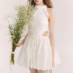 純白の花びら刺繍ノースリーブワンピース Flower Petals, Pure White, White Flowers, Diva, Off The Shoulder, Sleeveless Dress, Cut Out, Dresses With Sleeves, One Piece