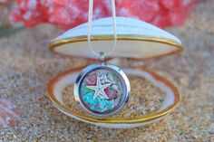 Sand jewelry, Ocean Necklace, Starfish, Shell, Sister gift, Sea, Beach, Mother gift Unique Starfish Charm Jewelry As Gift, Unique Jewelry With Starfish Charm As Gift, Unique Starfish Jewelry As A Gift, Mermaid Locket, Gift Ideas For Best Friend, Sand Necklace, Unique Gifts For Sister, Starfish Jewelry, Beachy Jewelry