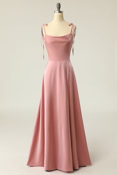 Tie Shoulder Blush A-line Long Prom Dress Prom Dresses Long Pink, Jr Prom, Junior Prom Dresses, Corset Dress Prom, Grad Dresses, Party Dress Long, Long Prom Dress, Dress Ideas, Fancy Dresses