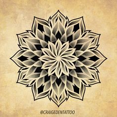 a black and white drawing of a flower on an old paper background with the words cragged tattoo written below it