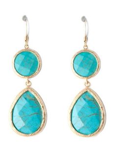 Medium Double Drop Earrings Earring Sale, Color Combinations, Opal, Gold Plate, Coral, Plating, Turquoise, Brass, Drop Earrings