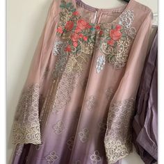 Brand New Without Tags. Beautiful Two Tone Embroidery Dress Custom Made Comes With Shalwar And Net Duppatta Chest 21” Inches Pure Chiffon. Pakistani Formal Dresses, Pure Chiffon, Embroidery Dress, Formal Dress, Two Tone, Pink Ladies, Custom Made, Chiffon, Formal Dresses