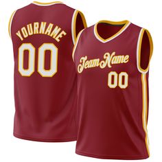 a red basketball jersey with the name and number on it, that reads your name