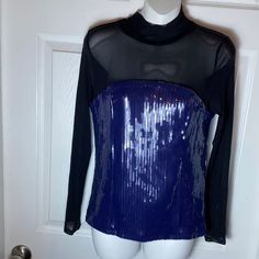 Anthropologie Maeve Long Sleeve Sheer Mesh Sequin Navy Top Size Small Nwt. Approximate Measurements Pit To Pit 15 “. And Shoulder To Hem 23”. Anthropologie Top, Navy Tops, Anthropologie, Sequin, Color Blue, Mesh, Navy, Long Sleeve, Women Shopping