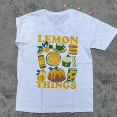 Lemon Things Shirt / Kawaii Summer Shirt / Trendy Summer Aesthetic Tshirt / Cute Lemon Tee / Summer Tshirt / Gift for Her / Gift for Him - Etsy White Kawaii T-shirt For Summer, Spring Fun Graphic T-shirt, Kawaii T-shirt For Spring Streetwear, Summer Tops With White Graphic Design, Summer White Print Graphic Tops, Summer White Print Tops With Graphic Design, Summer Graphic Design White Print Tops, White Print Graphic Design Summer Tops, Summer Graphic Cotton Shirt