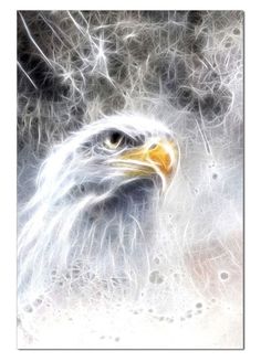 an eagle's head is shown in this artistic photo with white and yellow colors