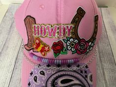 Cowgirl  trucker hat, hats for kids and adults. Great for summer, beach, outings. Hats come with patches, beads, charms , some bling . Adjustable clip Velcro in the back. This hat has purple bandana with purple beads and chain with lobster claw clasp. . All handmade by me Theresa. Beautiful gift. One of a kind hat. Customization welcome. Thank you for looking at Boutiquebytheresa #24 Fun Pink Hats For Country Events, Fun Pink Hat For Country Events, Cute Adjustable Baseball Cap For Gift, Adjustable Pink Baseball Cap, Cute Adjustable Baseball Cap Gift, Handmade Pink Snapback Hat, Fun Handmade Baseball Cap, Adjustable Whimsical Mini Cap, Cute Festival Trucker Hat