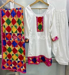 This is a made to order Salwar kameez.I craft it exclusively for my customers by using designer fine quality fabrics.I will only make it after you confirm your required size details.Colors can be changed too.Handling time, don't worry, just tell me, I will process it accordingly and deliver on or before a delivery date you mention.Top kameez is made raw silk.Comes with a multicolour Phulkari Dupatta.Bottom is plain shantoon fabric salwar.Please note it will come in 3 pieces set Kameez, Bottom an Diwali Multicolor Embroidered Palazzo Set With Dupatta, Diwali Palazzo Set With Multicolor Embroidery And Dupatta, Multicolor Embroidered Palazzo Set With Straight Kurta For Festivals, Bollywood Style Straight Kurta Palazzo Set With Multicolor Embroidery, Eid Kurta With Multicolor Embroidery And Mirror Work, Bollywood Style Palazzo Set With Multicolor Embroidery, Bollywood Style Multicolor Embroidered Palazzo Set, Festival Chanderi Palazzo Set With Multicolor Embroidery, Navratri Multicolor Embroidered Traditional Palazzo Set