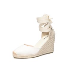 PRICES MAY VARY. Women's platform wedge sandals. Cut out design quite fits the spring summer time. Lace up tied, closed round toe, slingback style also makes it elegant and sexy, it gives your feet much room while walking. Express yourself in the TONIVIS Wedge Espadrilles featuring heeled espadrilles Sandals with braided espadrille sole, soft white linen Sandals upper, environmental material, ankle strappy design, wedge heel, makes it soft and comfortable to wear. Heel measures approximately 3.5 White Closed Toe Heels, White Wedge Heels, Spring Wedges, Grad Outfits, Espadrilles Sandals, Heeled Espadrilles, Closed Toe Heels, Ankle Tie Sandals, Summer Wedges