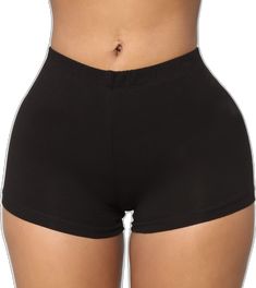 Black High Waist Elastic Shorts, Fitted Black Pajama Shorts, High Waist Elastic Black Shorts, Solid Color Stretch High Waist Shorts, Solid Color Short Leg Workout Bottoms, Solid High-waisted High Stretch Bottoms, High-waisted High Stretch Solid Color Shorts, High Waist Stretch Solid Shorts, High-waisted High-stretch Shorts