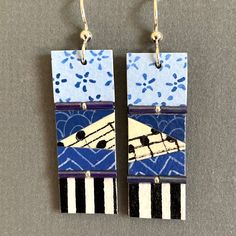 Hand Painted Colorful Earrings For Gifts, Artistic Drop Earrings, Blue Artistic Design Earrings For Gift, Artistic Hand Painted Earrings For Gifts, Artsy Dangle Earrings With Artistic Design, Artistic Blue Earrings As Gift, Gift Abstract Design Drop Earrings, Everyday Hand Painted Artsy Earrings, Artsy Abstract Design Earrings For Gift