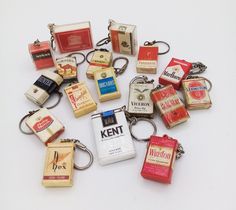 a bunch of key chains that are sitting on a table