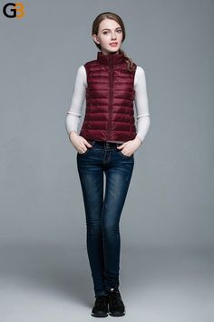 Made from the softest nylon and polyester materials, this ultra-light duck down vest for women is exactly what you need to stay cozy this autumn/winter. Featuring a solid pattern that matches any attire, its zipper closure ensures a great fit while the mandarin collar adds a dash of chicness to your look. A marvelous jacket that proffers both style and comfort, keep yourself warm wearing this swanky vest jacket!

Specifications
Item Type: Outerwear & Coats
Outerwear Type: Vest
Gender: Women
Coll Spring Outdoor Nylon Vest, Fitted Casual Vest For Cold Weather, Casual Fitted Winter Vest, Versatile Fitted Nylon Outerwear, Fitted Nylon Outerwear, Fitted Vest With Pockets For Cold Weather, Fall Outdoor Vest Outerwear, Fitted Nylon Vest For Cold Weather, Spring Nylon Puffer Vest