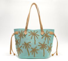 Is a joyful carry your jam? This beautifully embroidered and beaded tote delivers the smiles with each and every reach -- whether you designate it for the beach, your commute, or elegant daytrips. From America & Beyond. Summer Vacation Beaded Shoulder Bag, Summer Vacation Beaded Beach Bag, Summer Beaded Bags For Daily Use, Beaded Beach Bags For Beach Season, Embroidered Travel Bags For Beach Season, Embroidered Summer Travel Bags, Embroidered Travel Bags For Summer, Embroidered Green Bags For Vacation, Summer Travel Embroidered Bags